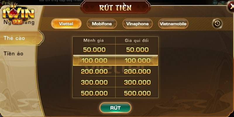 Rút Tiền iWin - Thực Hiện An Toàn, Nhận Thưởng Ngay 2 Đổi thưởng nhanh chóng qua hình thức thẻ cào điện thoại